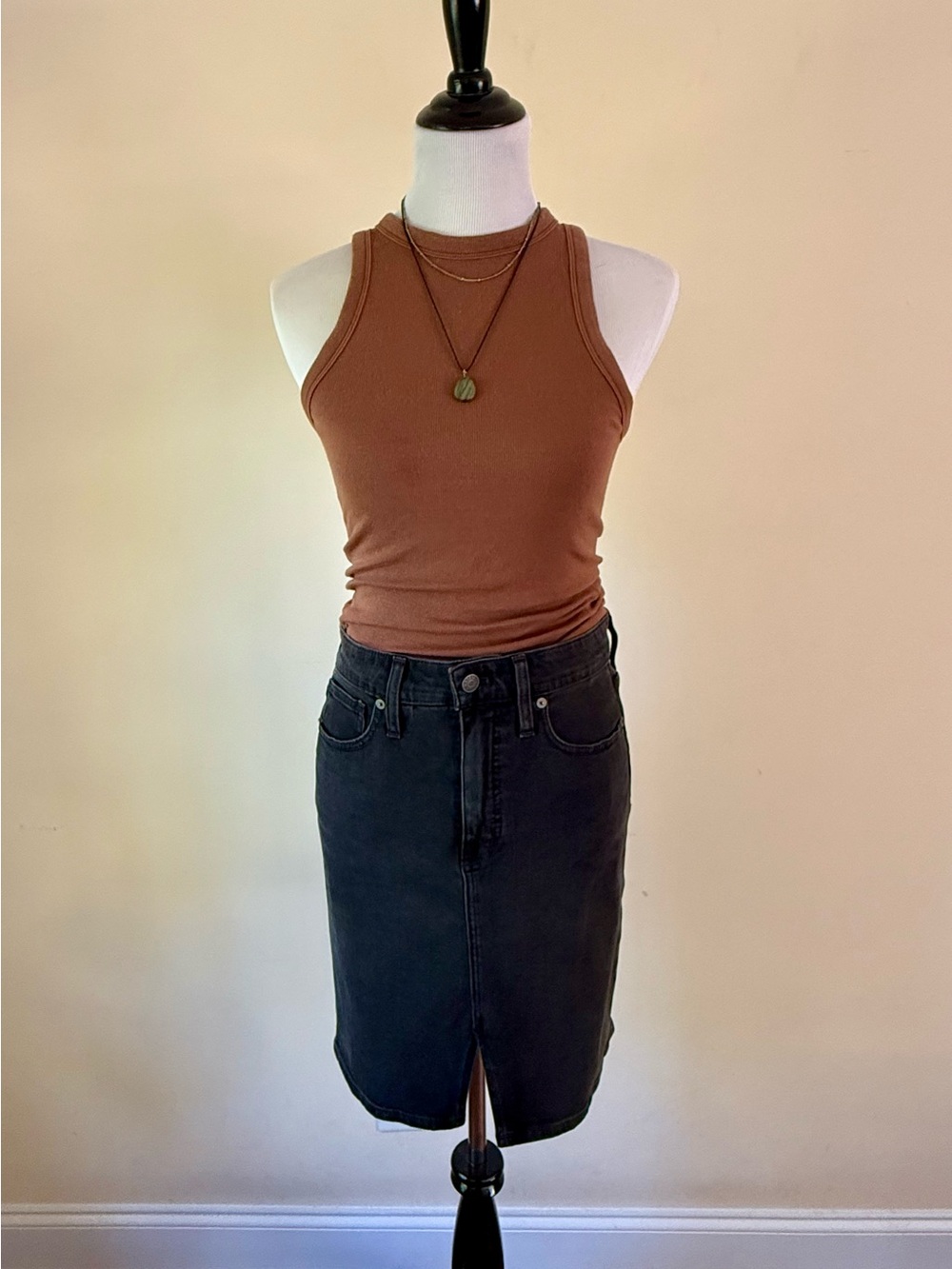 Madewell Black Denim Pencil Skirt